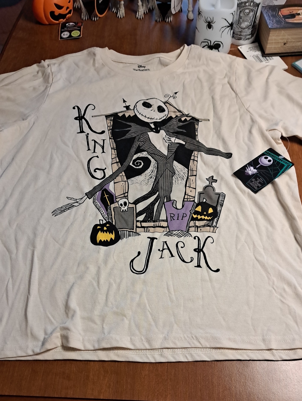 Disney King Jack Graphic Tee in Cream with Black Purple and Orange Accents